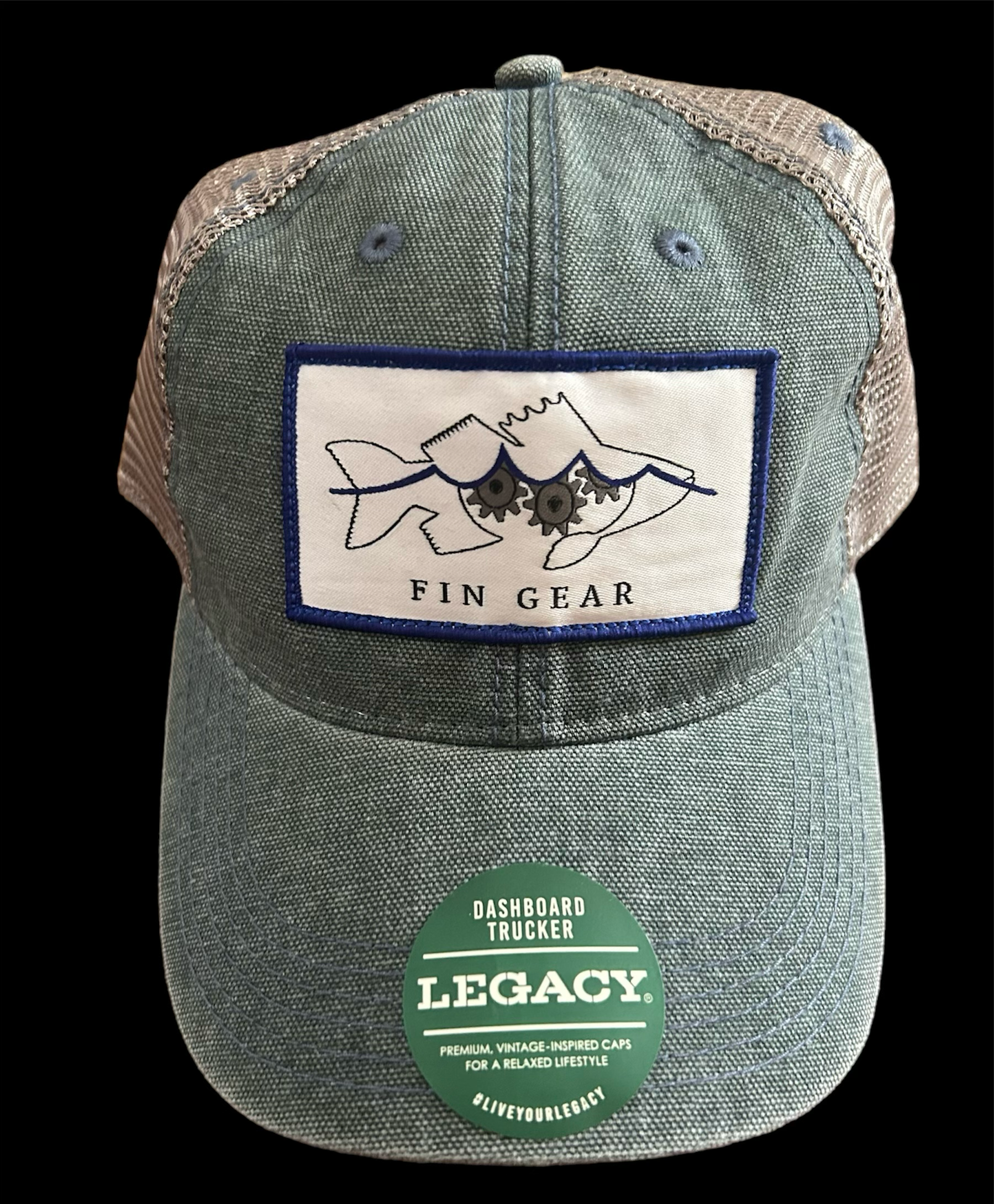 FIN GEAR Legacy Trucker PATCH Hat- Steel Blue/ Grey