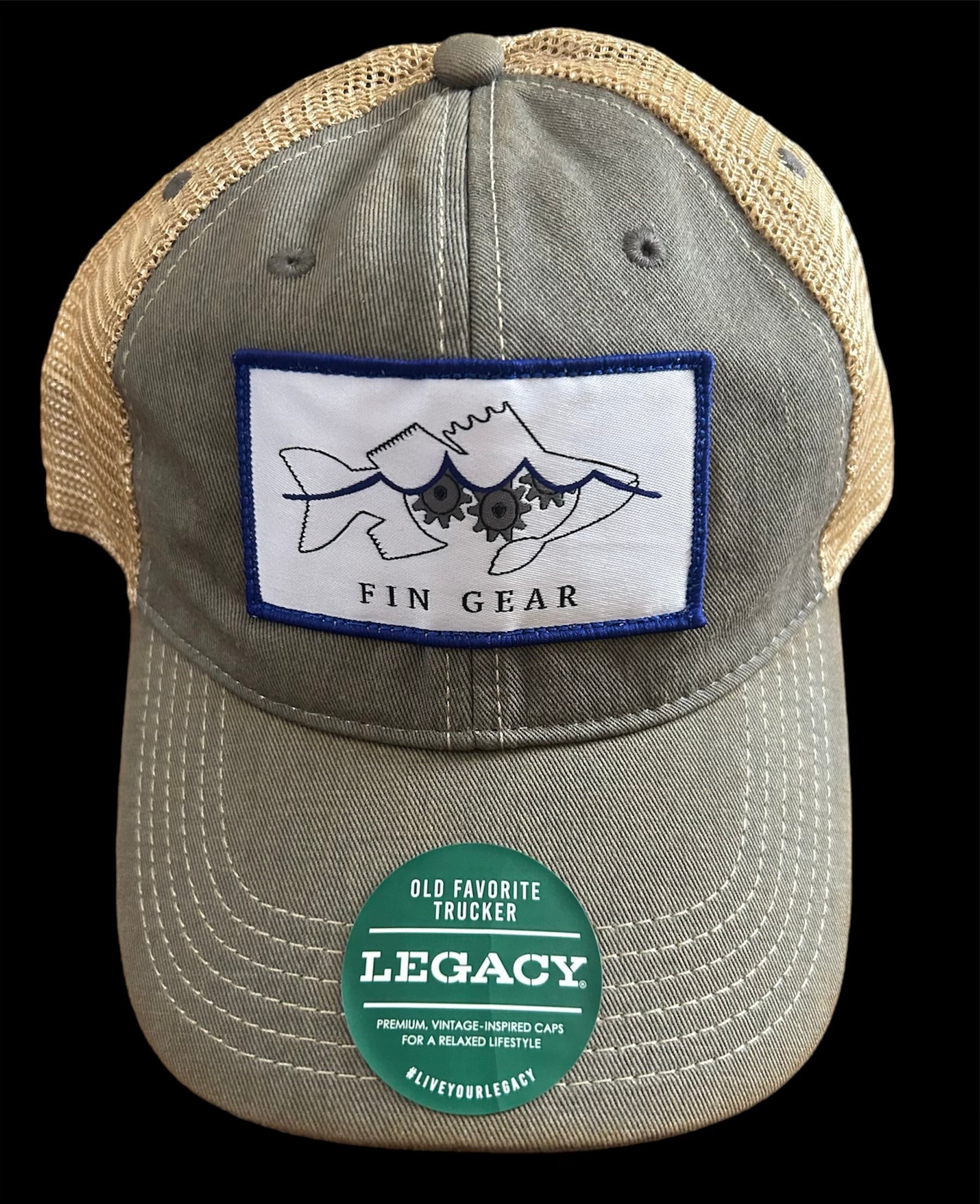 FIN GEAR Legacy Trucker PATCH Hat- Grey/ Khaki